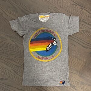 Aviator Nation Heather Gray Kids Tee with Rainbow Logo